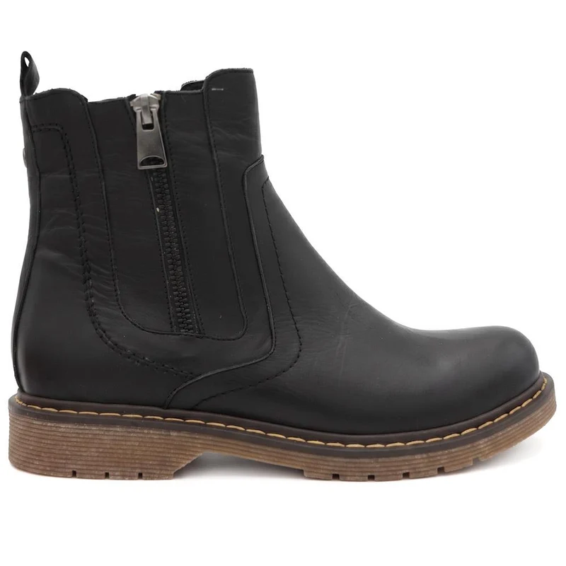 Leather Zip Up Ankle Boots - BELYNR44000 / 330 159 - Black