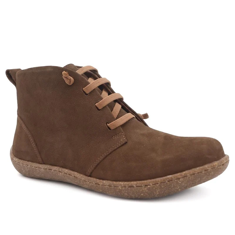 Leather Chunky Lace Ankle Boots - BOAY44000 / 330 236 - Brown