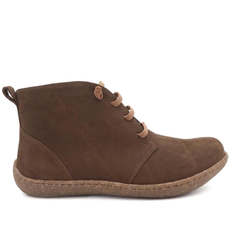 Leather Chunky Lace Ankle Boots - BOAY44000 / 330 236 - Brown