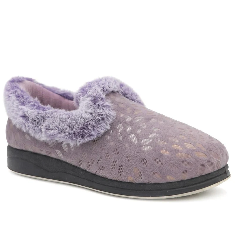 Wide Fit Hands Free Luxury Memory Foam Slippers - QING44000 / 329 841 - Lilac