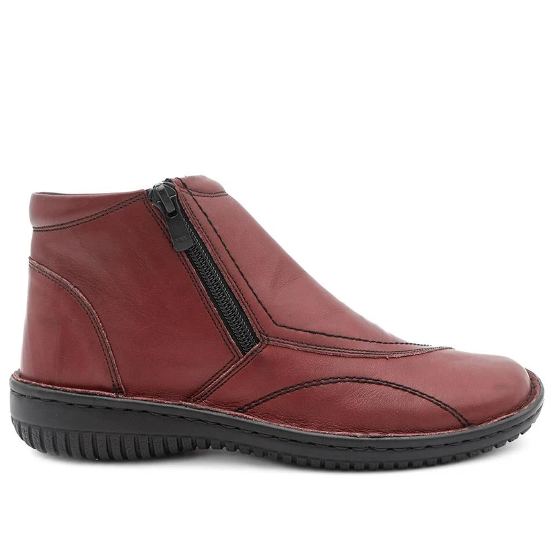 Leather Ankle Boots - LUCK34005 / 321 855 - Burgundy
