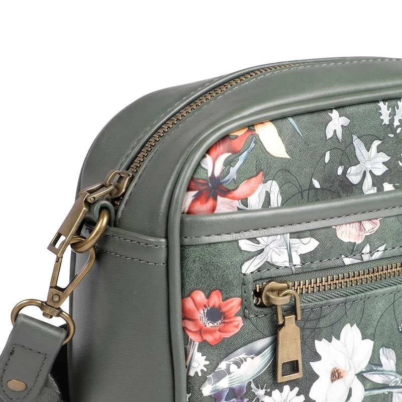 Adjustable Strap Multi Pocket Crossbody Bag - RIM44002 / 329 882 - Green Floral
