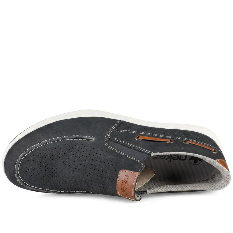 Rieker Leather Elastic Fit Slip On Shoes - RKR43062 / 330 548 - Navy