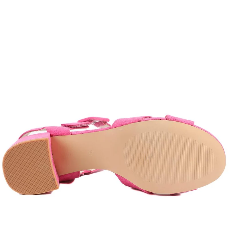 Elegant Block Heeled Sandals - WBINS41053 / 327 111 - Pink
