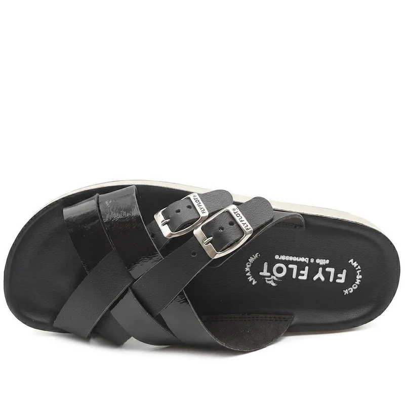 Fly Flot Strappy Dual Buckle Slip On Sandals - FLY43010 / 328 646 - Black