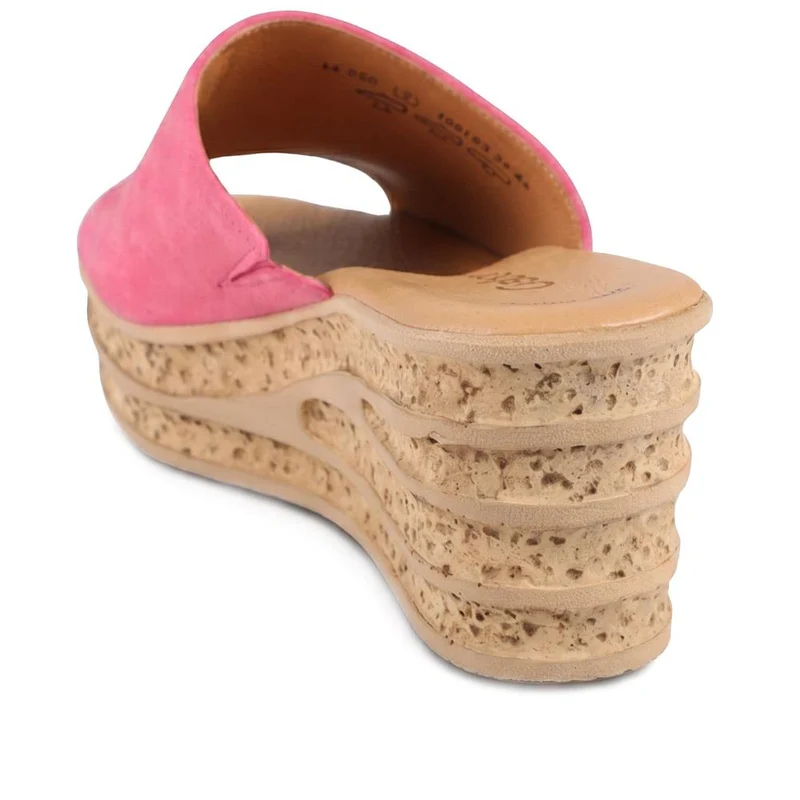 Gabor Leather Wedge Heel Mule Sandals - GABC44508 / 330 263 - Fuchsia