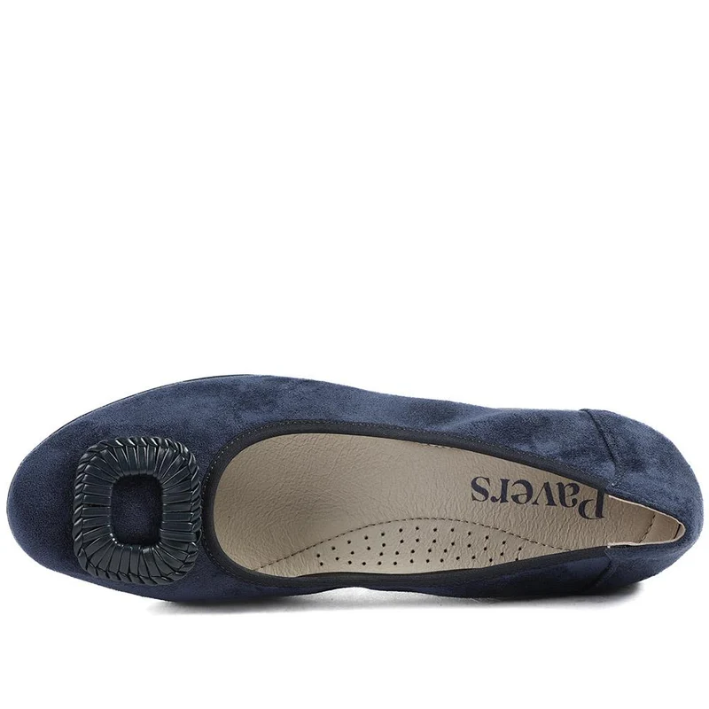 Jewel Detail Slip On Comfort Pumps - WOIL43000 / 329 124 - Navy