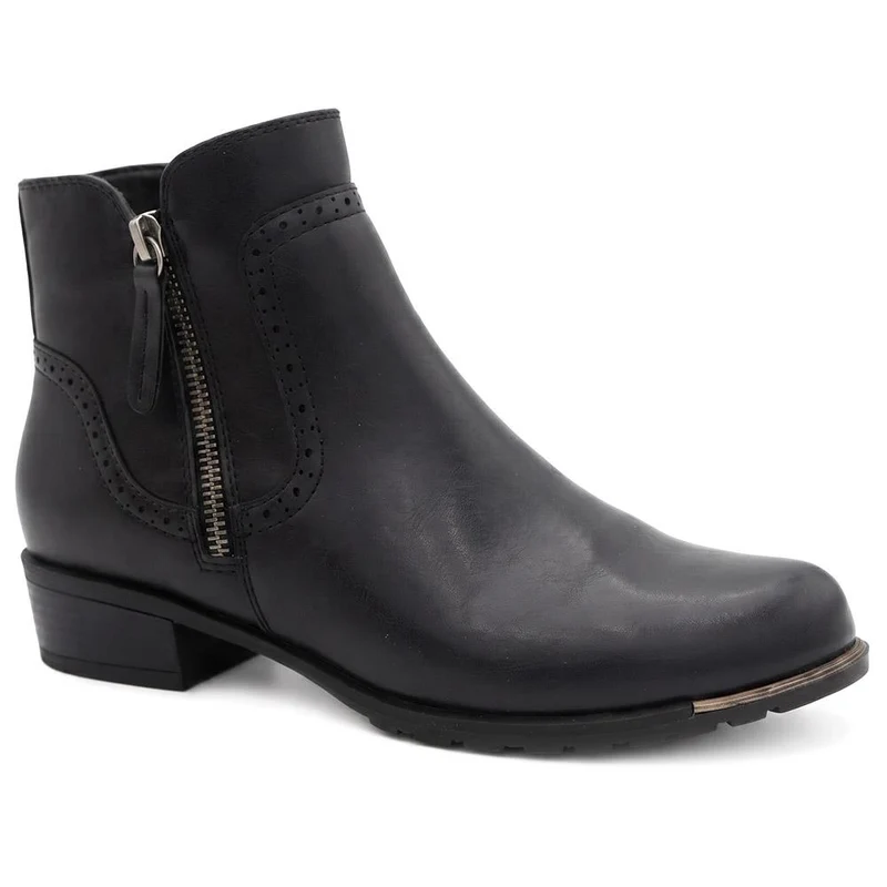 Zip Fasten Brogue Trim Ankle Boots - WBINS44012 / 329 743 - Black