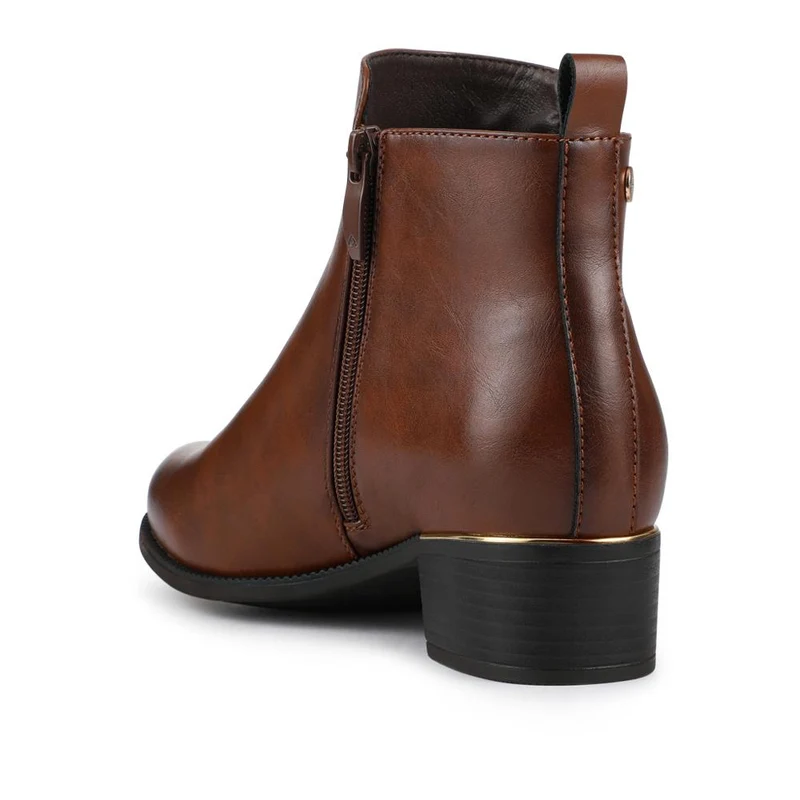 Wide Fit Smart Zip Up Ankle Boots - WOIL42015 / 328 132 - Tan