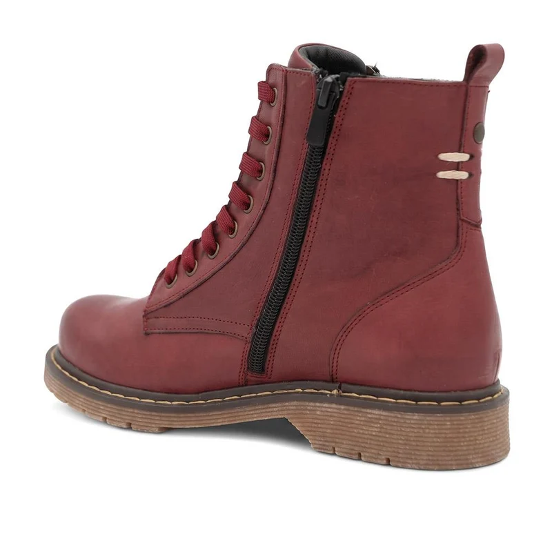 Wide Fit Leather Zip-Up Boots - BELYNR42007 / 328 505 - Burgundy