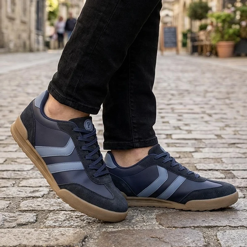 Wide Fit Memory Foam Lace Up Trainers - SUNCH43000 / 328 962 - Navy-Blue