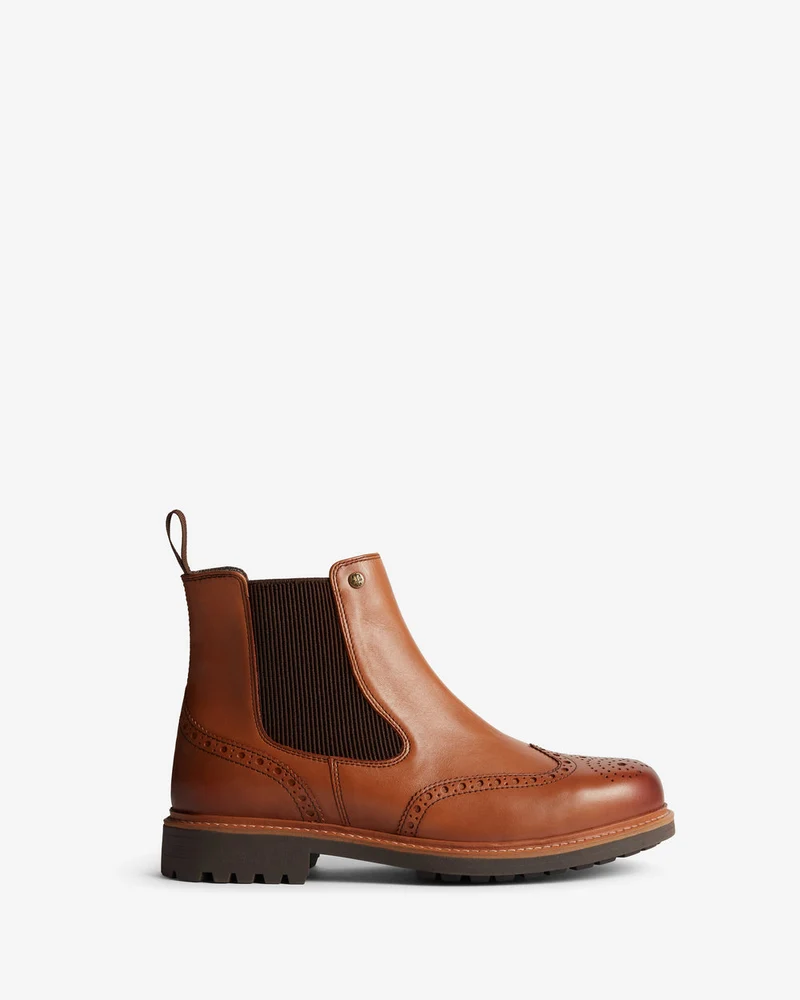 Hunter Händler für Herren-Cawdor-Brogues Chelsea Stiefel | Hellbraun