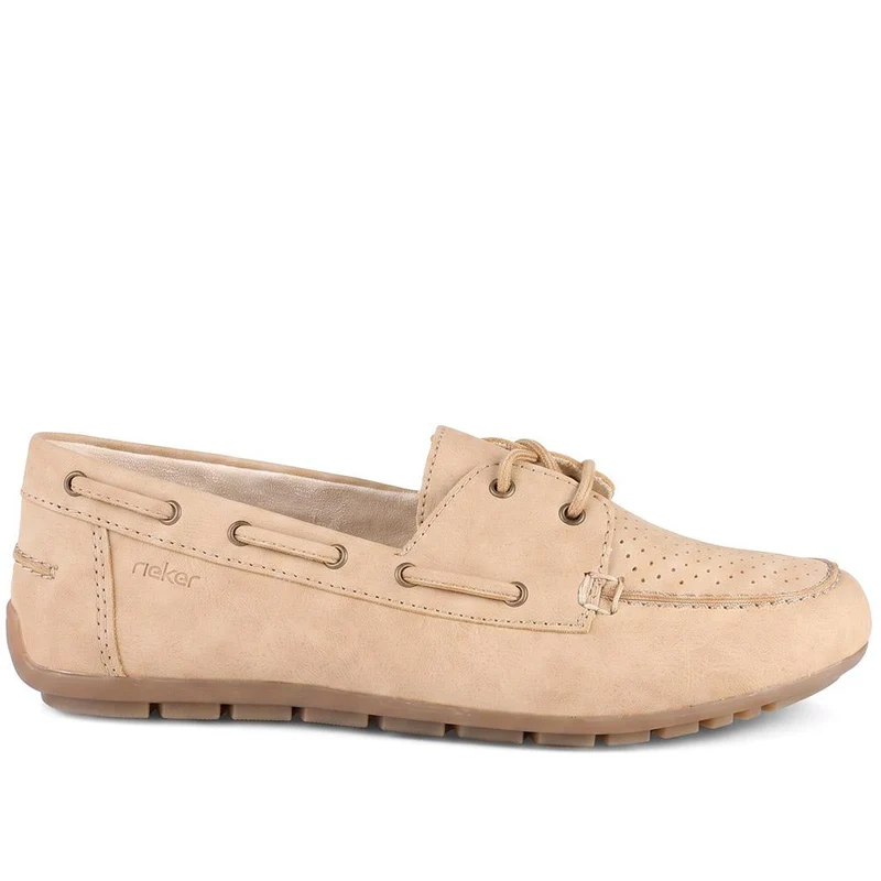 Rieker Breathable Laced Loafers - RKR43068 / 330 547 - Beige
