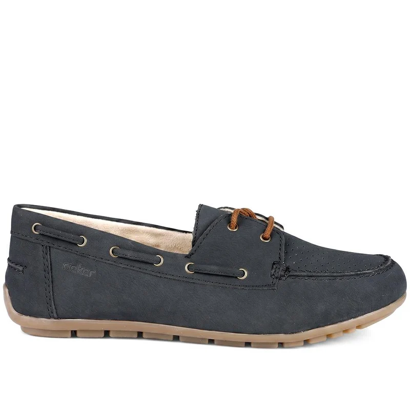 Rieker Breathable Laced Loafers - RKR43068 / 330 547 - Navy