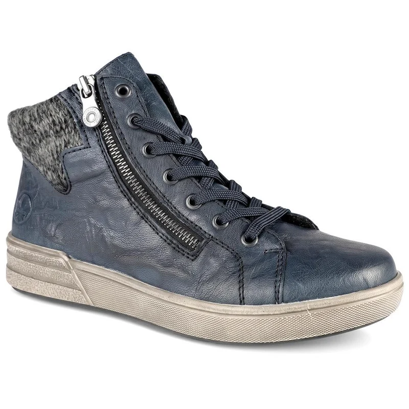 Rieker Zip & Lace Hi Top Trainers - RKR44506 / 329 725 - Navy