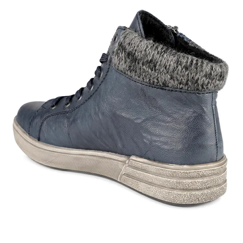 Rieker Zip & Lace Hi Top Trainers - RKR44506 / 329 725 - Navy