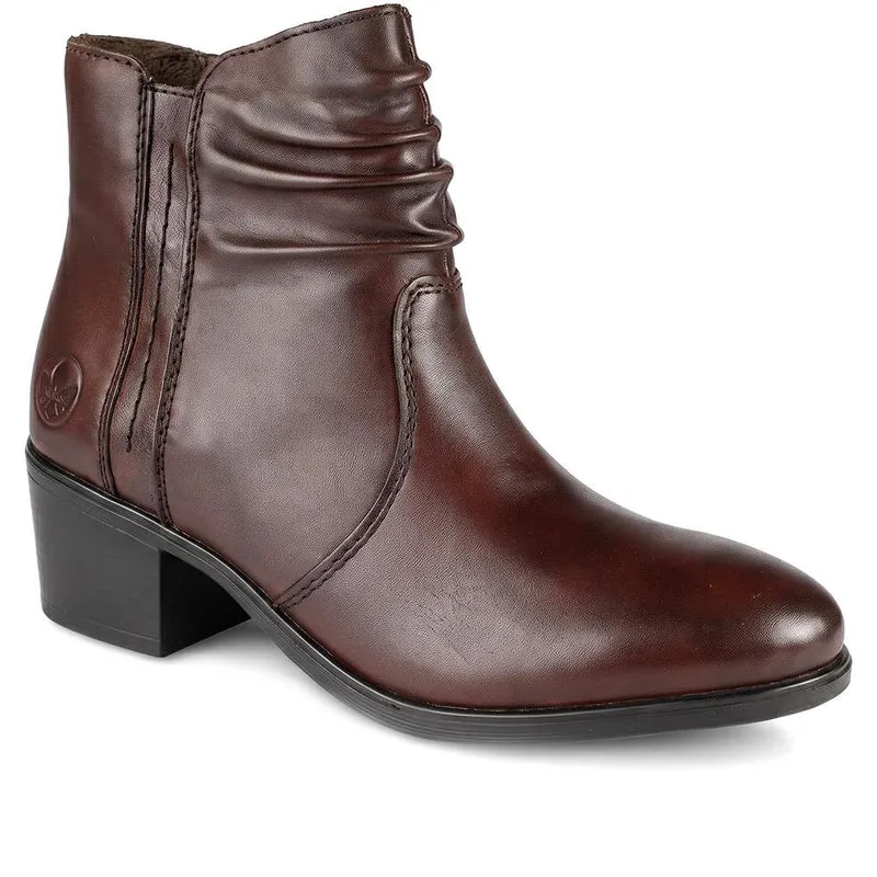 Rieker Leather Side Zip Ankle Boots - RKR44505 / 329 722 - Brown
