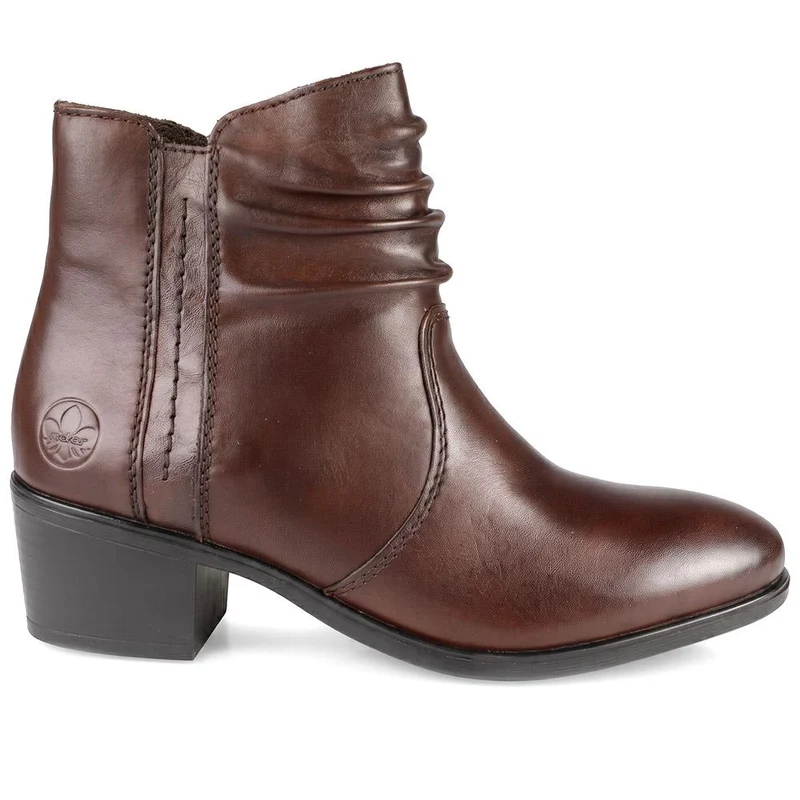 Rieker Leather Side Zip Ankle Boots - RKR44505 / 329 722 - Brown