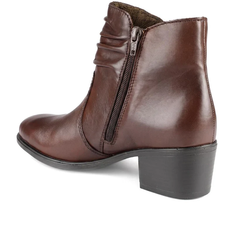 Rieker Leather Side Zip Ankle Boots - RKR44505 / 329 722 - Brown