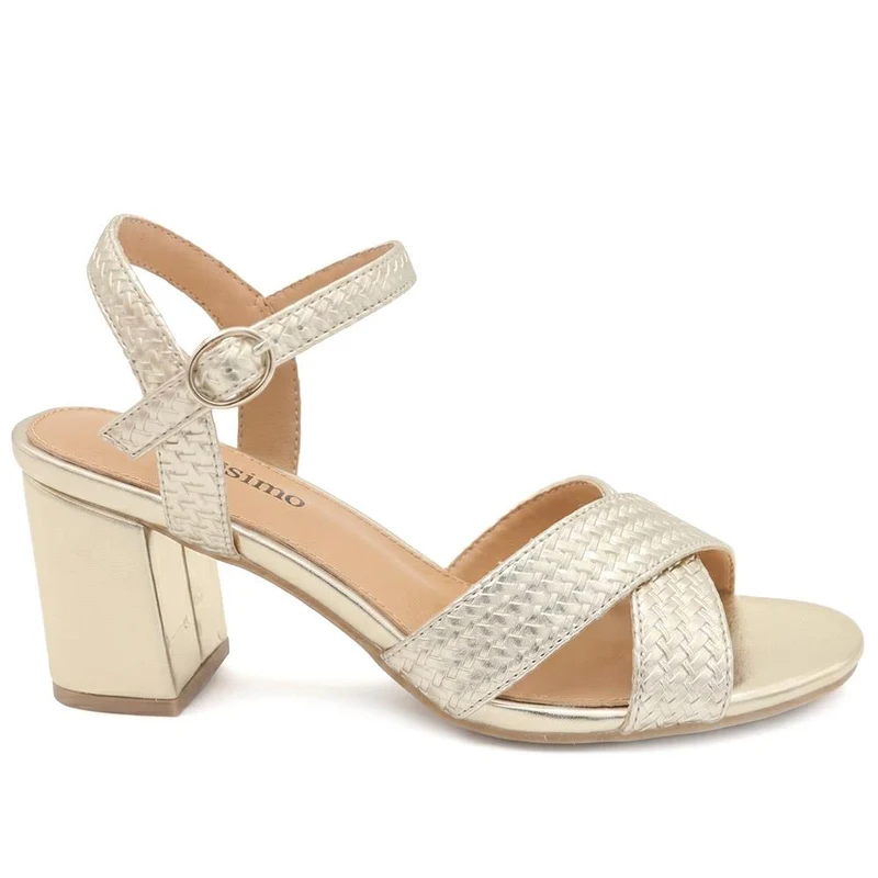 Bellissimo Woven Strap Block Heel Sandals - BELSANYI43007 / 329 147 - Gold