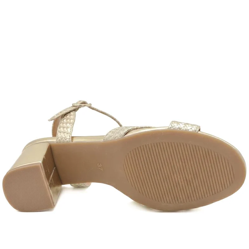 Bellissimo Woven Strap Block Heel Sandals - BELSANYI43007 / 329 147 - Gold