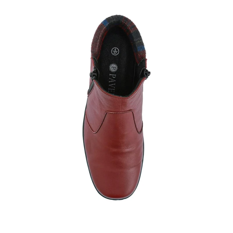 Wide-Fit Leather Lightweight Ankle Boots - LUCK42000 / 328 506 - Burgundy