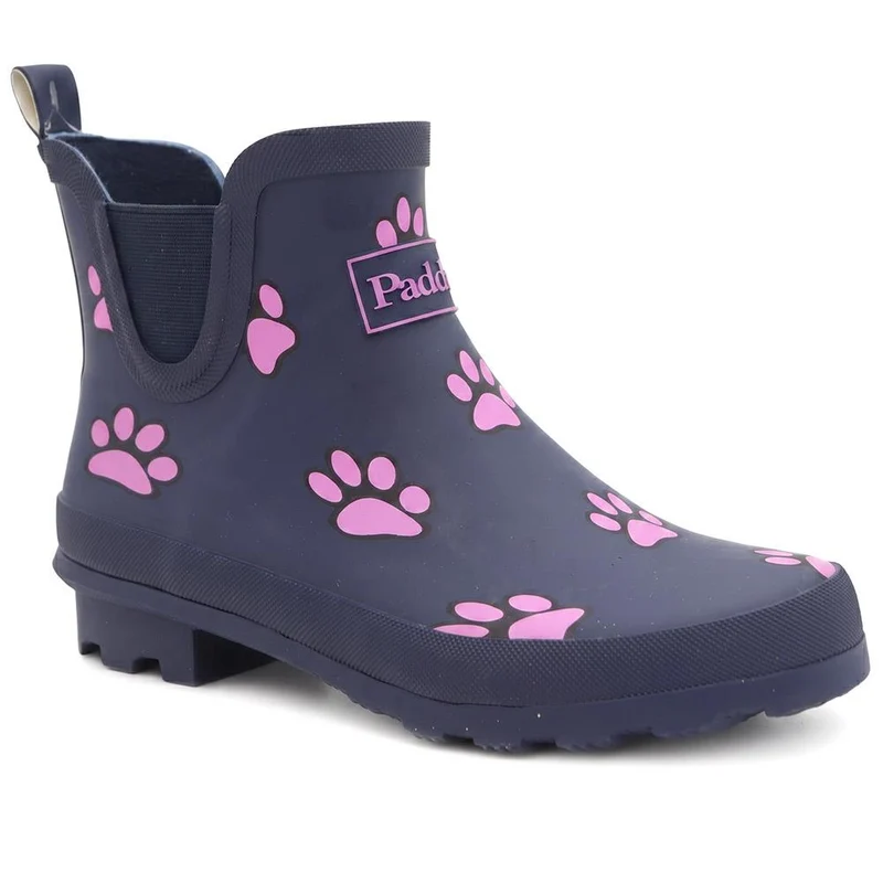Paw Print Chelsea Wellington Boots - RAI40005 / 326 490 - Navy-Pink