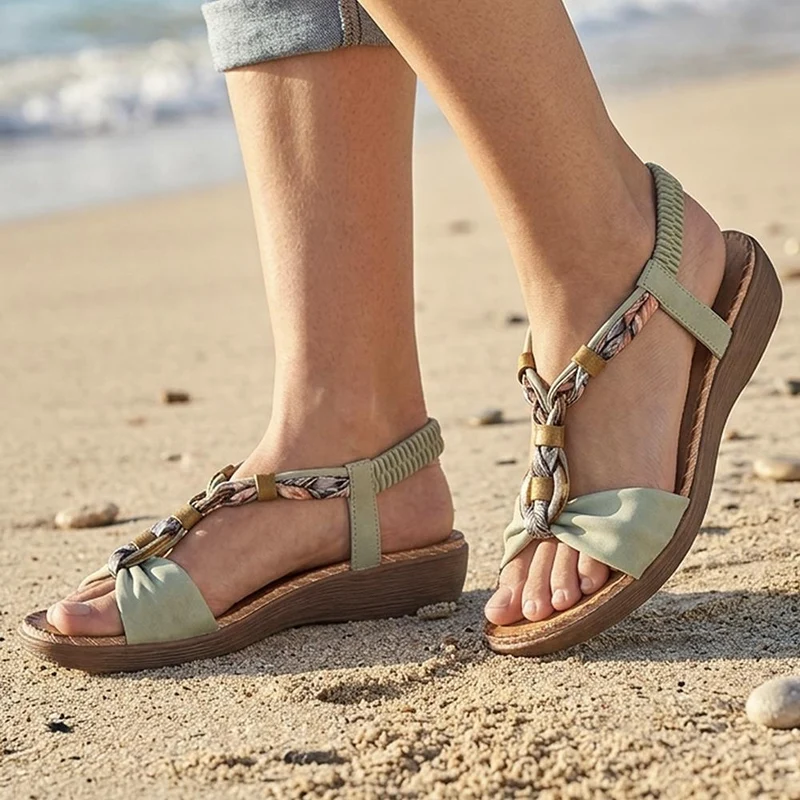 Rieker Braided Elastic Fit Sandals - RKR43075 / 330 557 - Natural