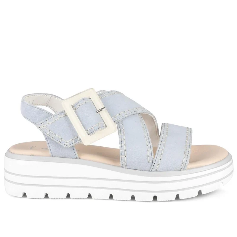 Remonte Cross Strap Wedge Sandals - RKR43066 / 330 543 - Light Blue