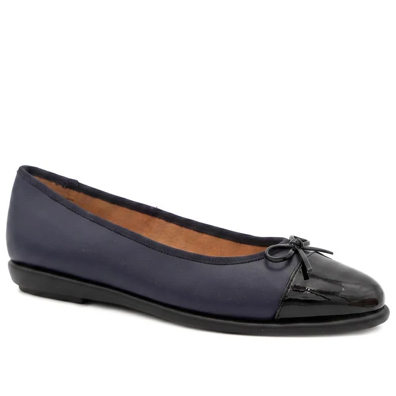 Bow Detailed Faux Suede Flat Ballet Pumps - UPSKY44000 / 329 768 - navy-black