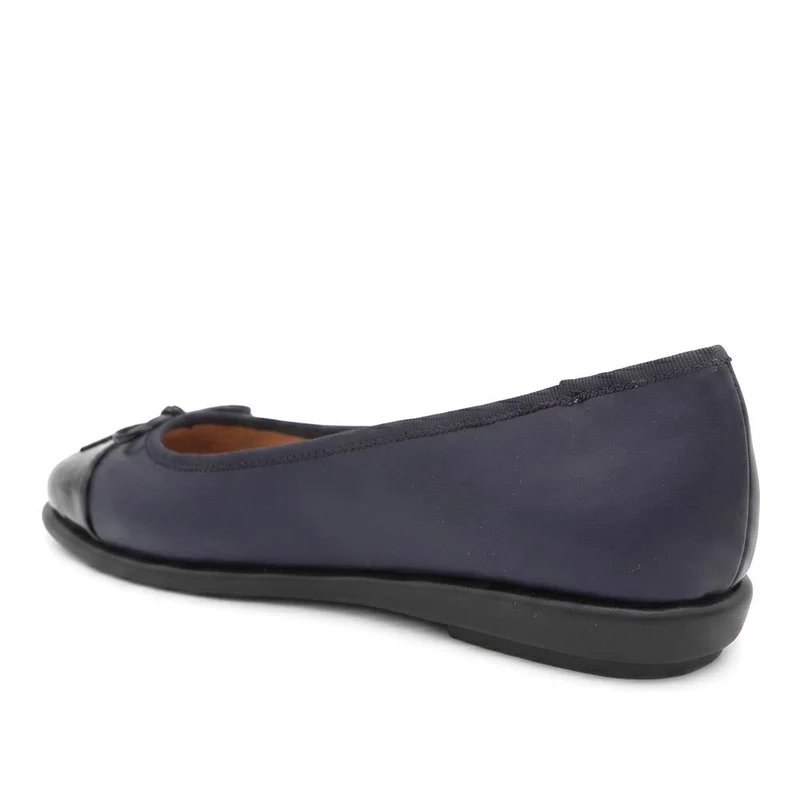 Bow Detailed Faux Suede Flat Ballet Pumps - UPSKY44000 / 329 768 - navy-black