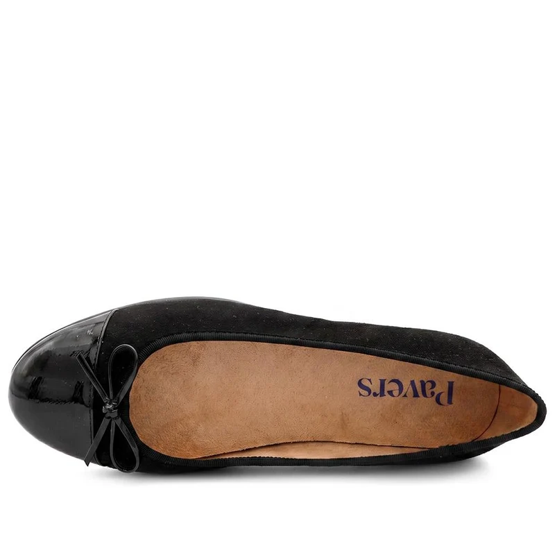 Bow Detailed Faux Suede Flat Ballet Pumps - UPSKY44000 / 329 768 - Black-Black Suede