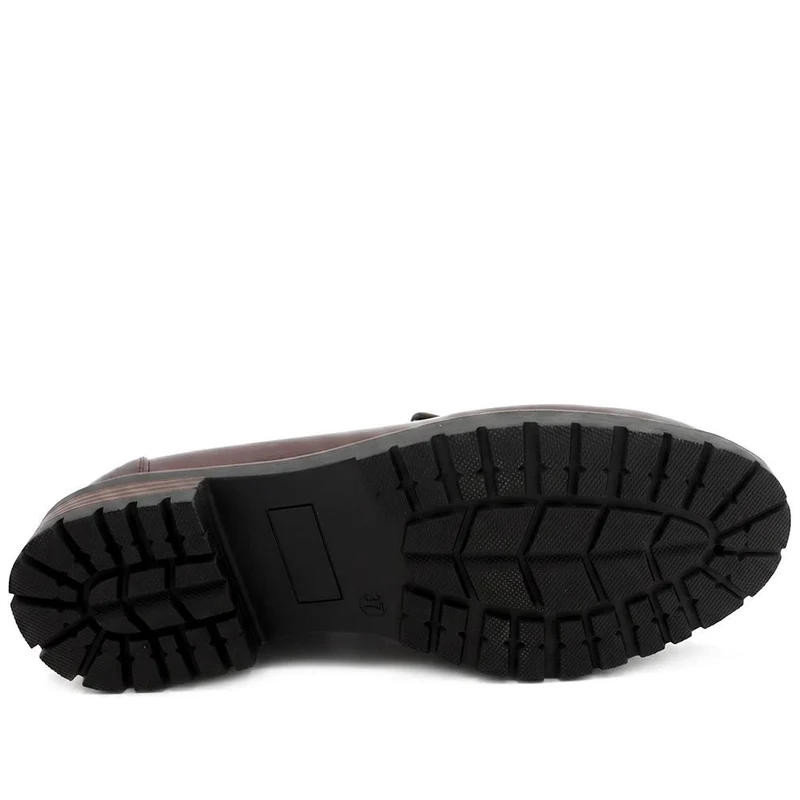 Wide Fit Chunky Sole Penny Loafers - WOIL44017 / 329 718 - Burgundy