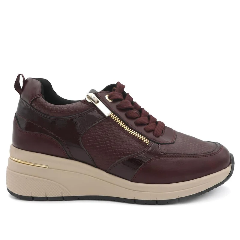 Bellissimo Wide Fit Zip & Lace Trainers - BELWOIL41061 / 329 530 - Burgundy