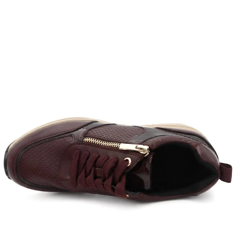Bellissimo Wide Fit Zip & Lace Trainers - BELWOIL41061 / 329 530 - Burgundy