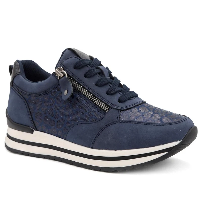 Wide Fit Zip & Lace Trainers W/ Cushioned Sole - WBINS44042 / 329 618