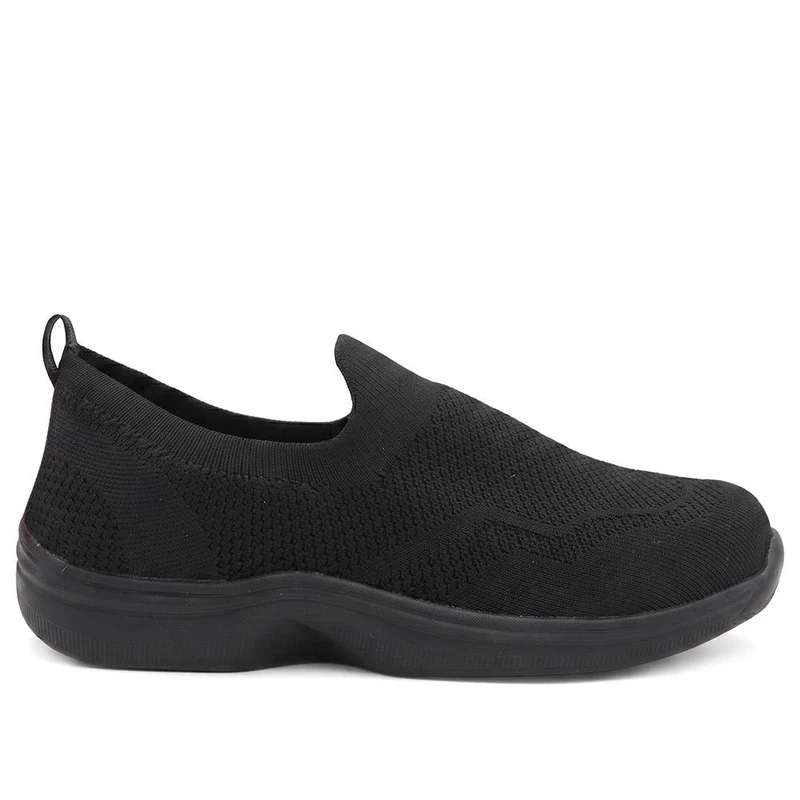 Extra Wide Breathable Slip On Trainers - LILOU / 329 940 - Black