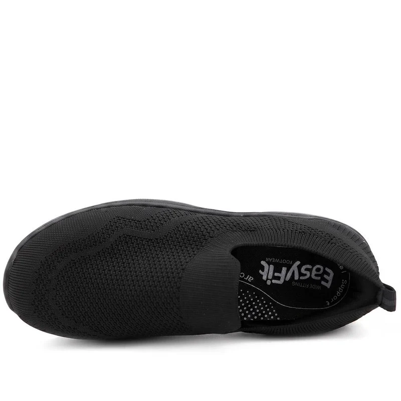 Extra Wide Breathable Slip On Trainers - LILOU / 329 940 - Black