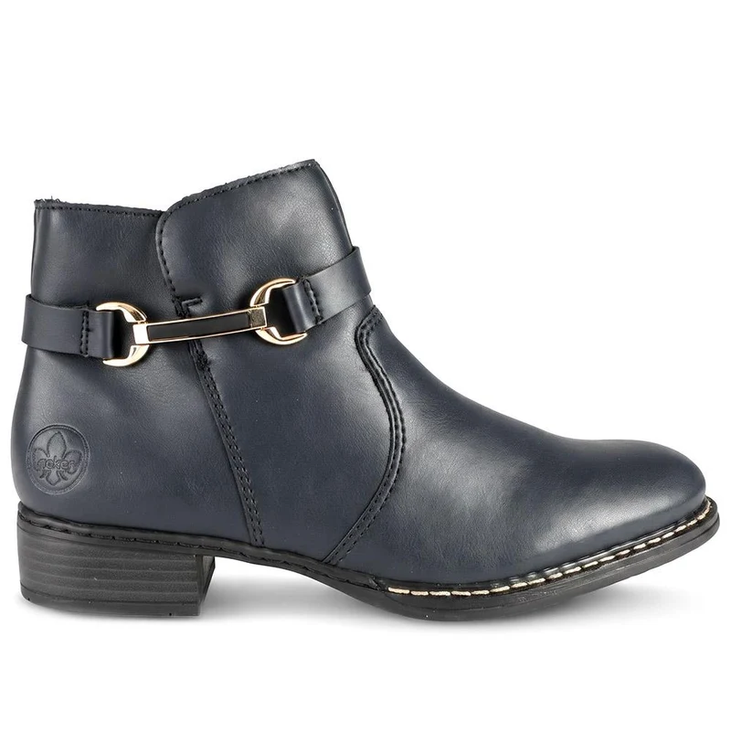 Rieker Buckle-Detail Flat-Heeled Ankle Boots - RKR42511 / 327 797 - Navy