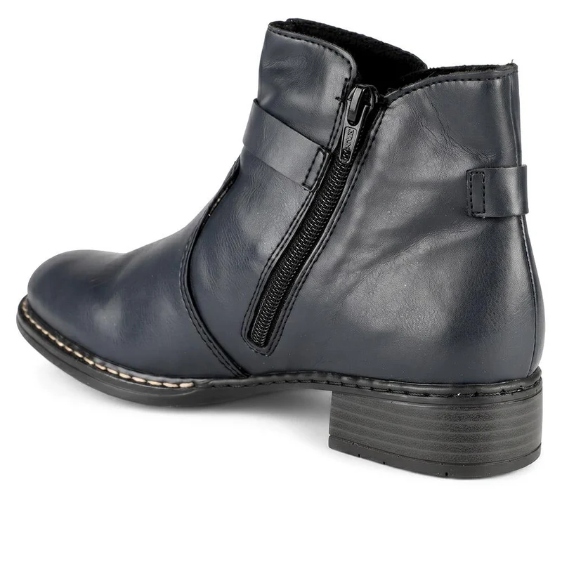 Rieker Buckle-Detail Flat-Heeled Ankle Boots - RKR42511 / 327 797 - Navy