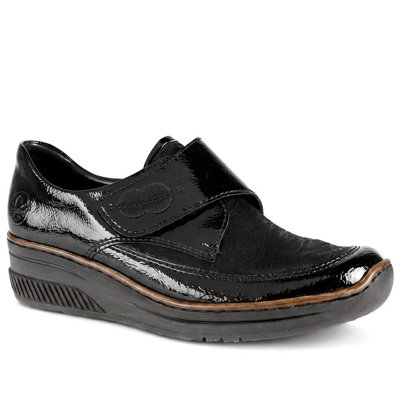 Stretchy Leather Touch-Fasten Trainers - RKR41504 / 326 820 - Black