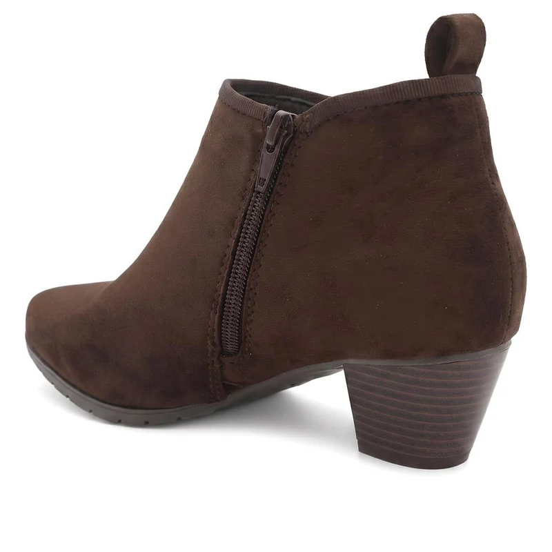 Wide Fit Smart Block Heel Ankle Boots - WBINS44003 / 329 624 - Brown