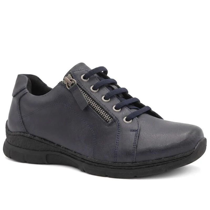 Extra Wide Zip & Lace Trainers - BETRINA / 329 761 - Navy