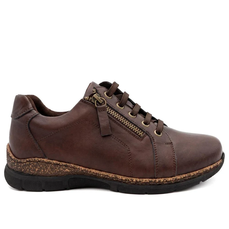 Extra Wide Zip & Lace Trainers - BETRINA / 329 761 - Chocolate