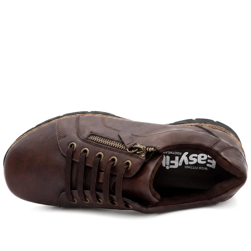 Extra Wide Zip & Lace Trainers - BETRINA / 329 761 - Chocolate