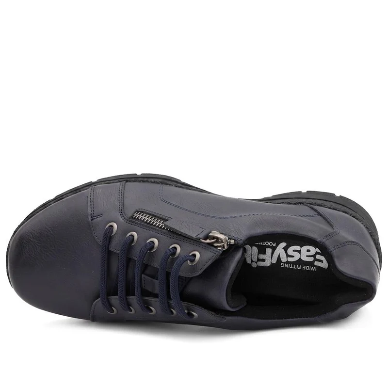 Extra Wide Zip & Lace Trainers - BETRINA / 329 761 - Navy