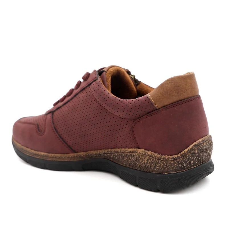 Wide Fit Casual Zip & Lace Shoes - WOIL44055 / 329 767 - Burgundy