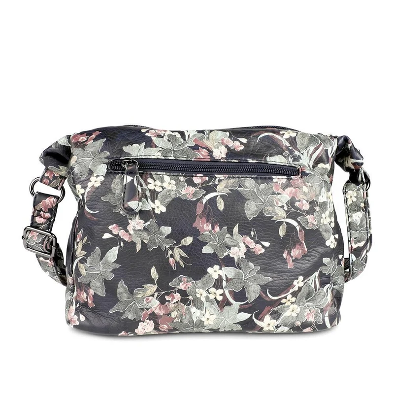 Zip-Close Shoulder Bag - WAHT40007 / 325 839 - Black Floral