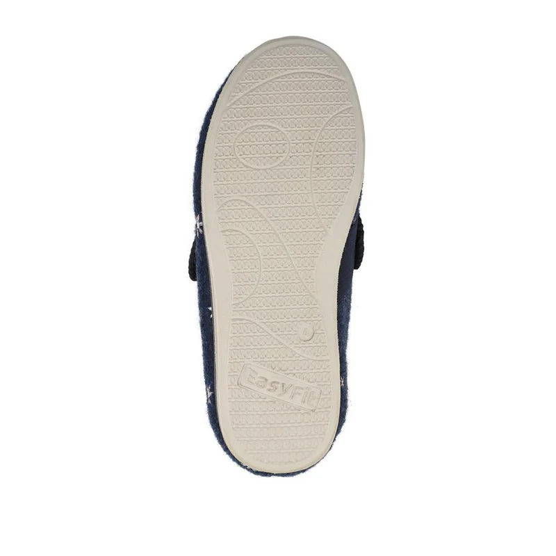 Easy Step In Extra Wide Adjustable Fasten Slippers - BRIDIE / 327 959 - Navy