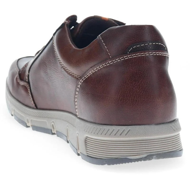 Wide Fit Leather Zip/Lace Trainers - WBINS40023 / 325 785 - Brown